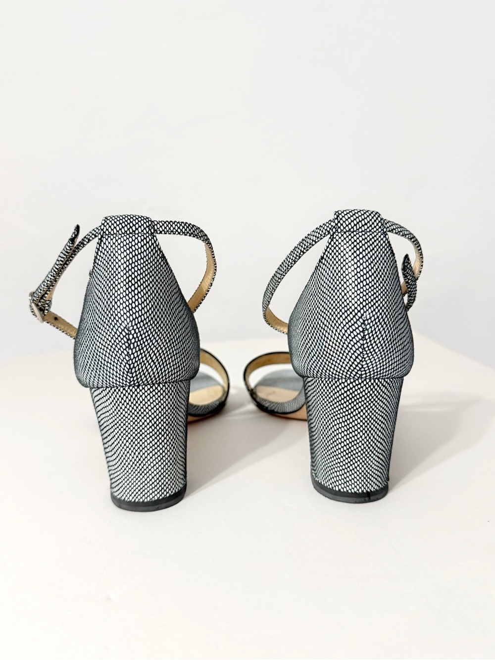 AQUATALIA black white print patent leather open toe chunky heel sandals - Picture 3 of 11